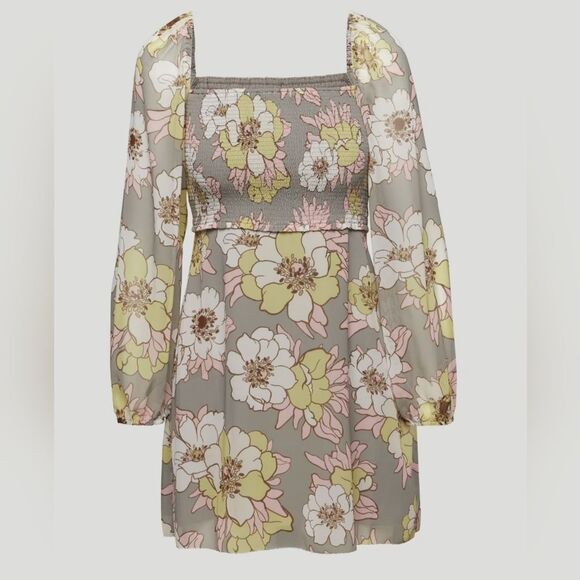 Aritzia Wilfred Villa Smocked Sheer Mini Dress - Picture 1 of 12